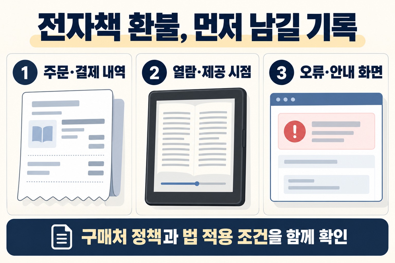 전자책 환불 준비: 주문·결제 내역, 열람·제공 시점, 오류·안내 화면