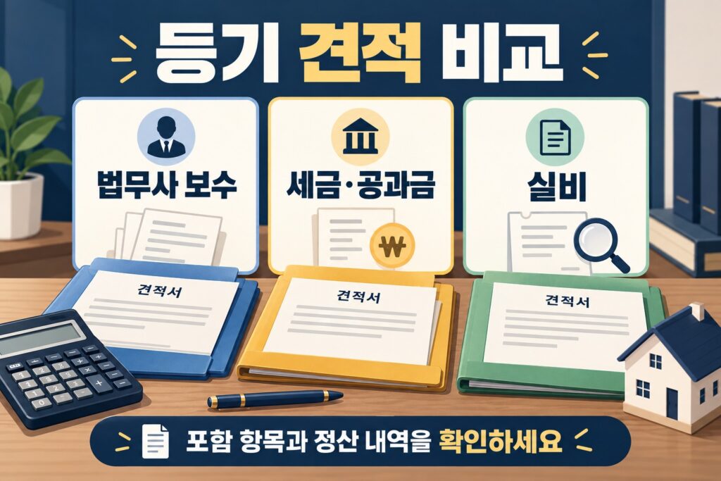 등기 견적 비교: 법무사 보수, 세금·공과금, 실비와 정산 내역 확인